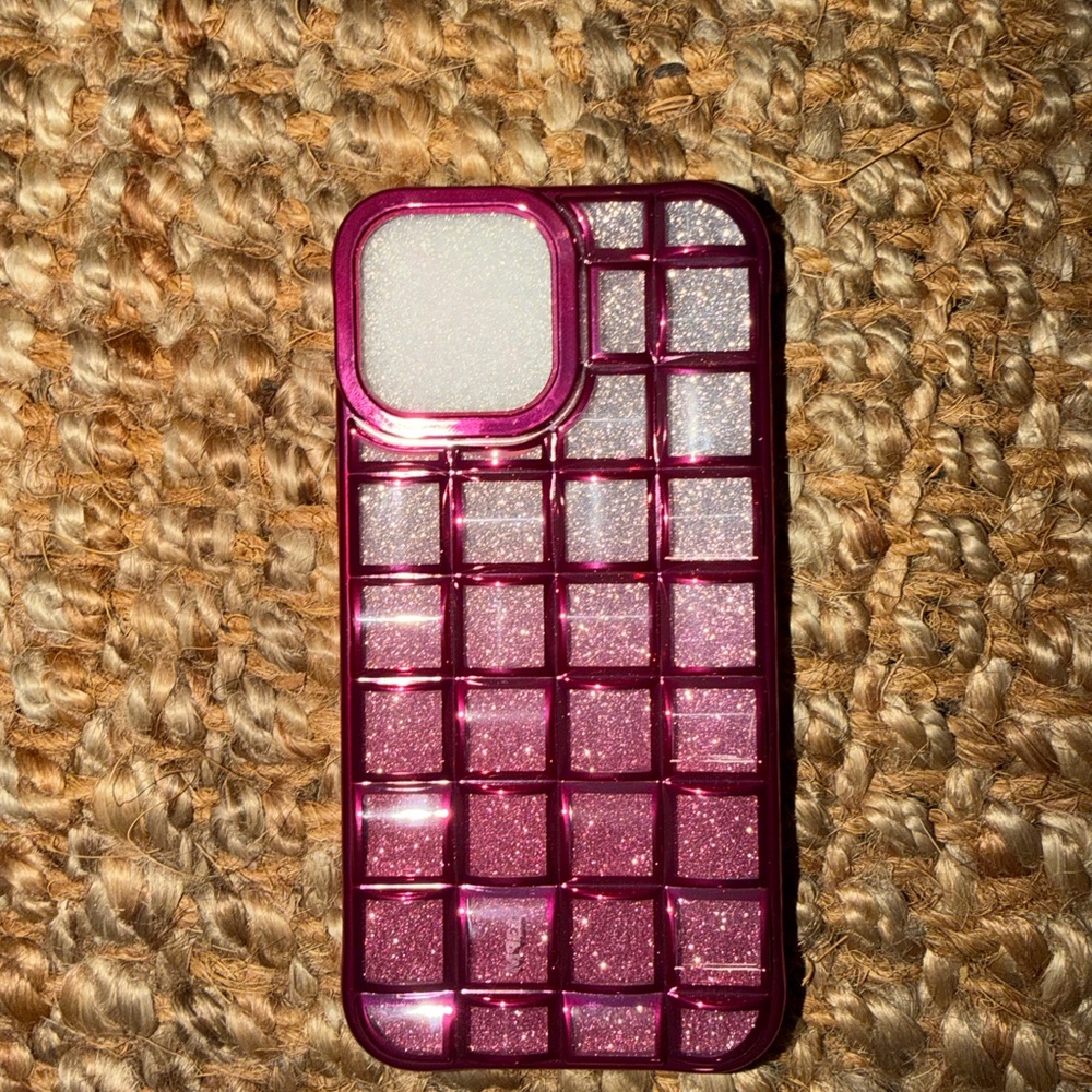 Pink Glitter Grid Phone Case - Protective Sparkle Cover
Fits iPhone 16 Pro Max
